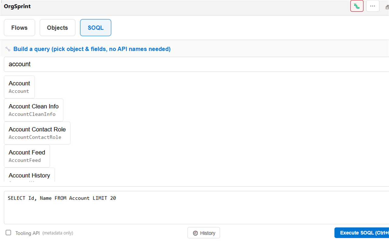 OrgSprint visual SOQL query builder